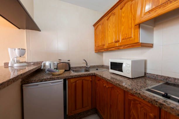 integrating a countertop microwave in a small kitchen